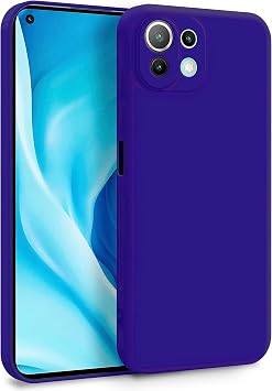 MyGadget Case for Xiaomi Mi 11 Lite 5G - Dual Layer Mobile Phone Case with Camera Protection - Cover with Inner Lining and Silicone Exterior - Dark Purple