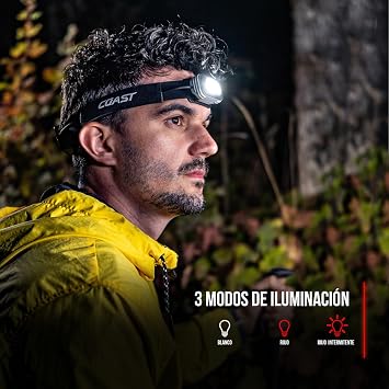 Coast RL10 560 Lumen Dual Color LED Headlamp with Flood and Spot Beams, Variable Light Control, C.O.B., Alkaline Dual Power, Non-Slip Band, 3 x AAA Included
