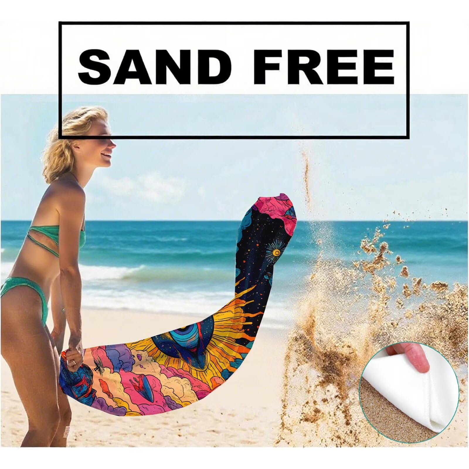 Serviette de Plage XXL 90x200,Abstrait Serviette Plage Microfibre avec Séchage Rapide, Anti-Sable, Absorbante Fonction Design pour Vacances Piscine Pique-Nique Voyages Yoga, Cadeau Femme Q-725