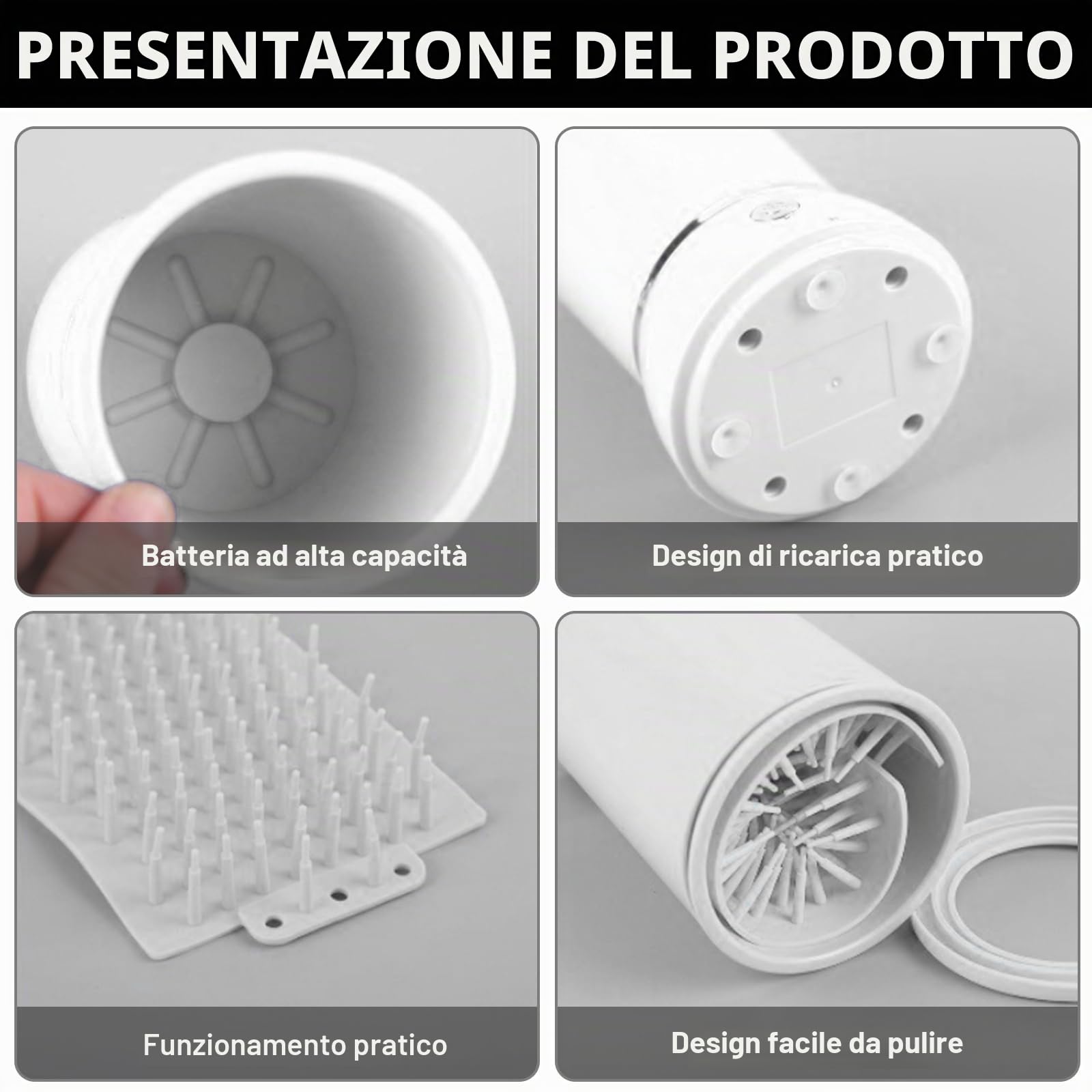 Pulitore automatico per zampe di cane, pulitore per zampe di cane, in silicone, per cani e gatti elettronici, portatile, pulitore per zampe, 360° per massaggio, pulizia del pelo
