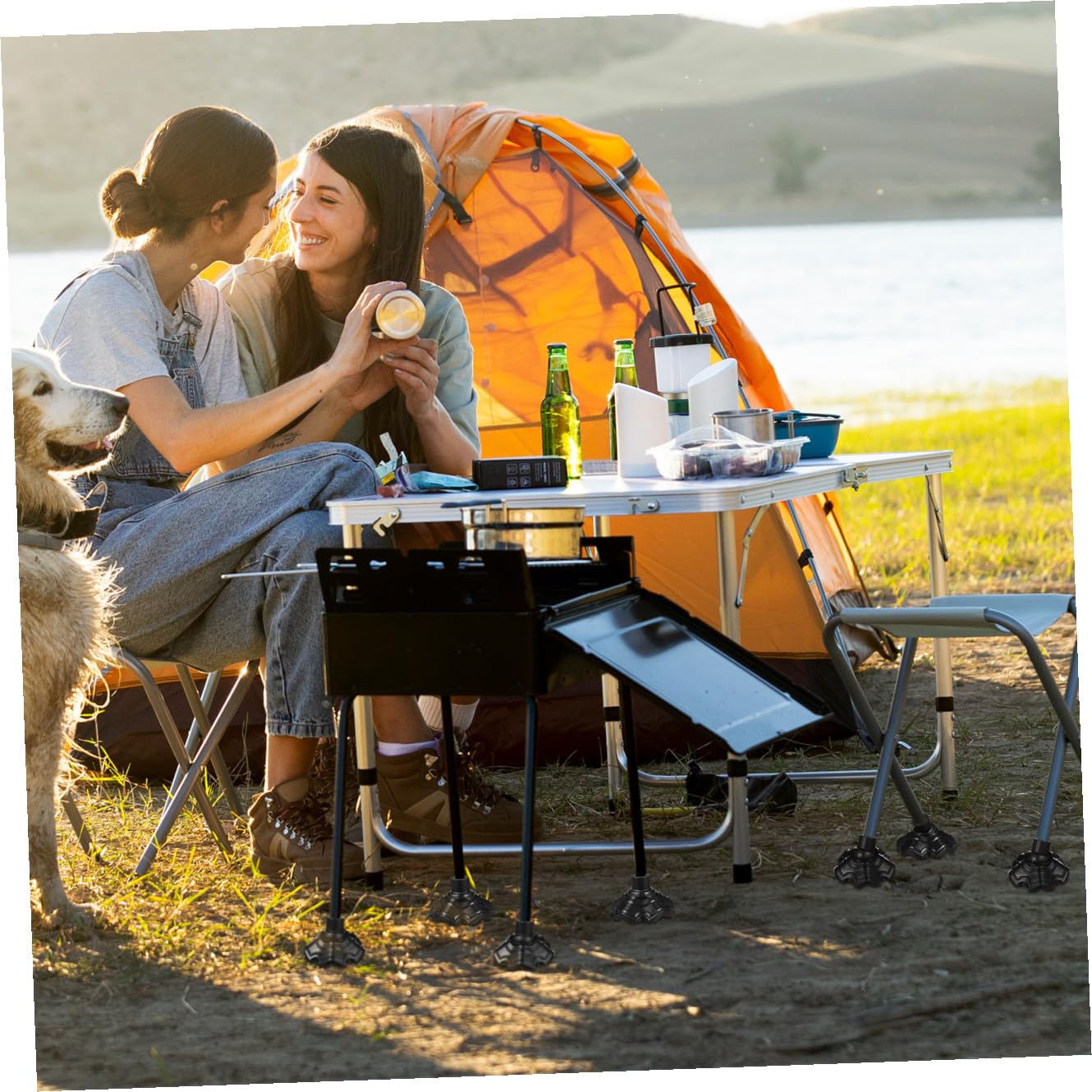 DOITOOL 4pièces Protège Chaise De Camping Antidérapants Protections De Sol pour Chaise Extérieur Résistantes à Usure