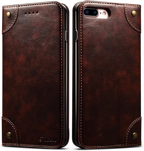 Sinianl Funda de cuero tipo cartera con tapa de material TPU para iPhone Xs MaxXRXSX88 Plus77 Plus66 Plus, Marrón
