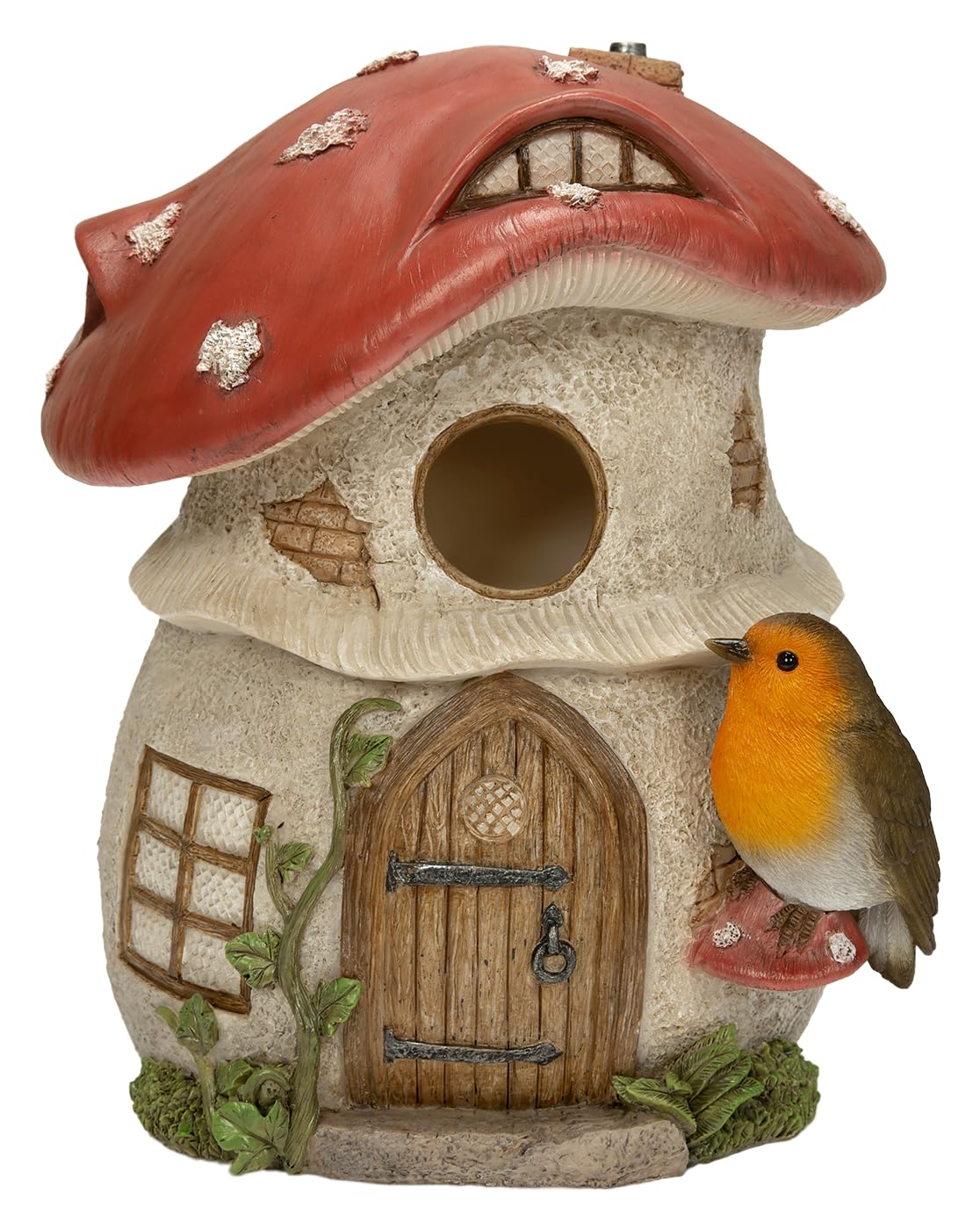 Nichoir à oiseaux rouge champignon Vivid Arts pour décoration de jardin extérieur