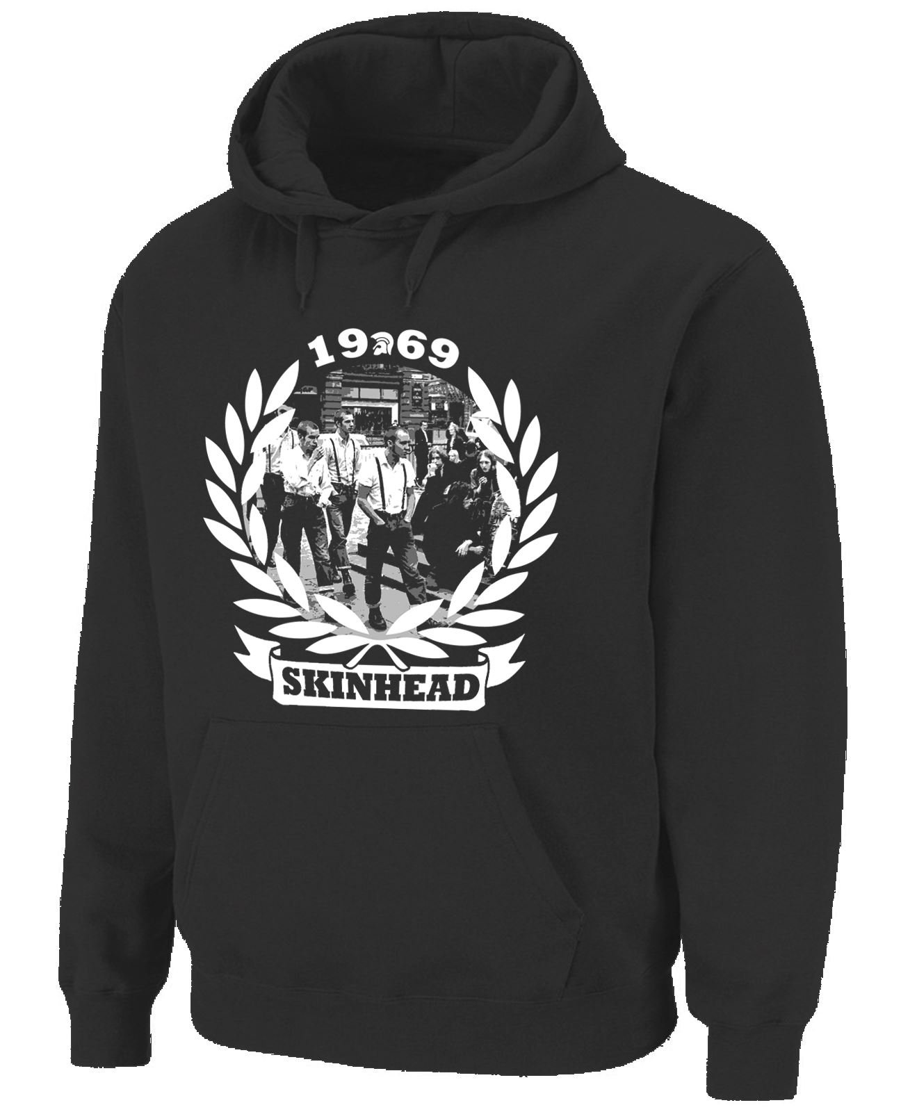 Tribal T-Shirts Mens 1969 Skinhead Logo Northern Soul Hoody (Medium, Black)