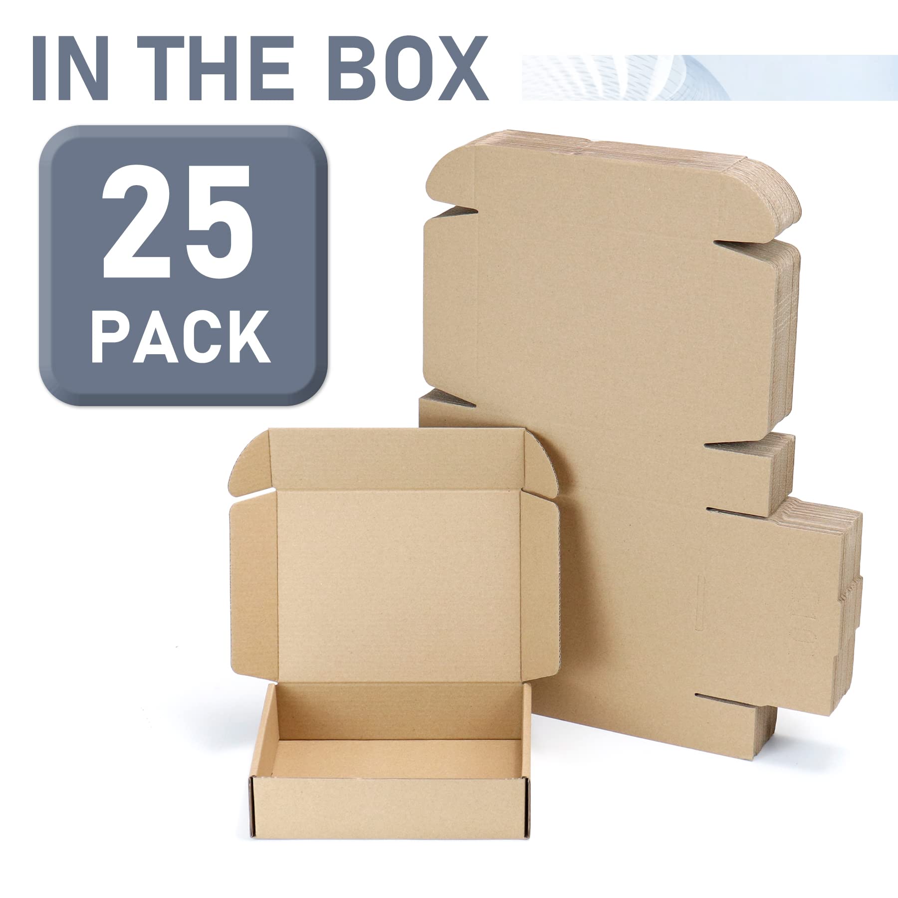 Flamorrow Brauner Versandkarton, 20,3 x 15,2 x 5,1 cm, Wellpappe, 25 Stück, für kleine Unternehmen