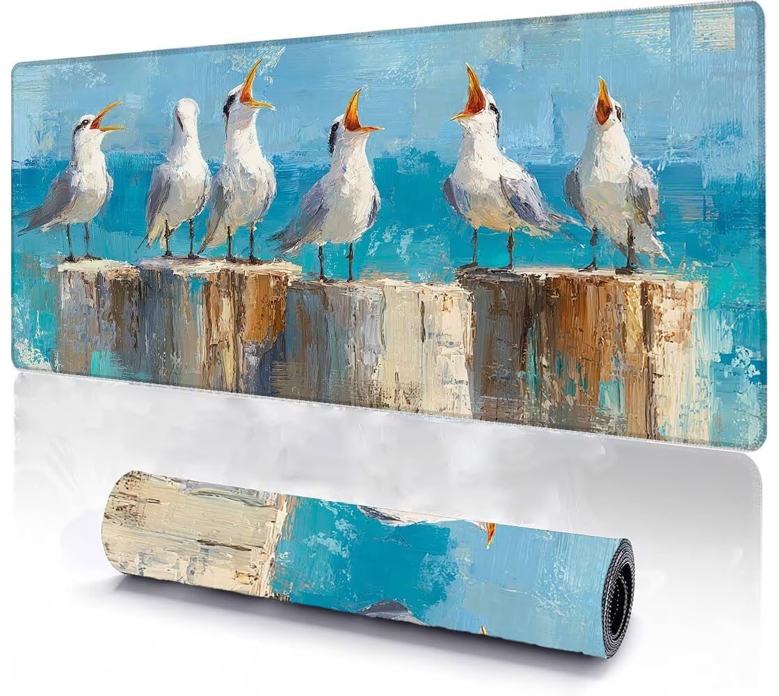 Alfombrilla Ratón XXL 1600x800x3 mm Mouse Pad Grande Gaming Aves Alfombrilla Escritorio,con Base de Goma Tapete Escritorio con Bordes Cosidos, Impermeable Antideslizante Ordenador Desk Mat zj-33