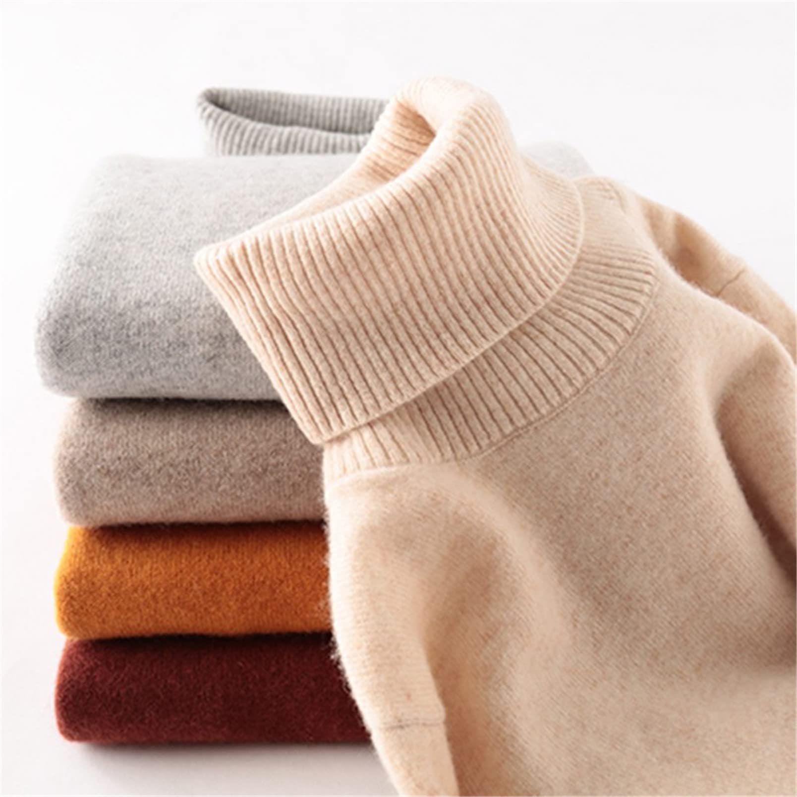 Maglione di lana da donna a collo alto caldo e morbido lavorato a maglia maglione in cashmere