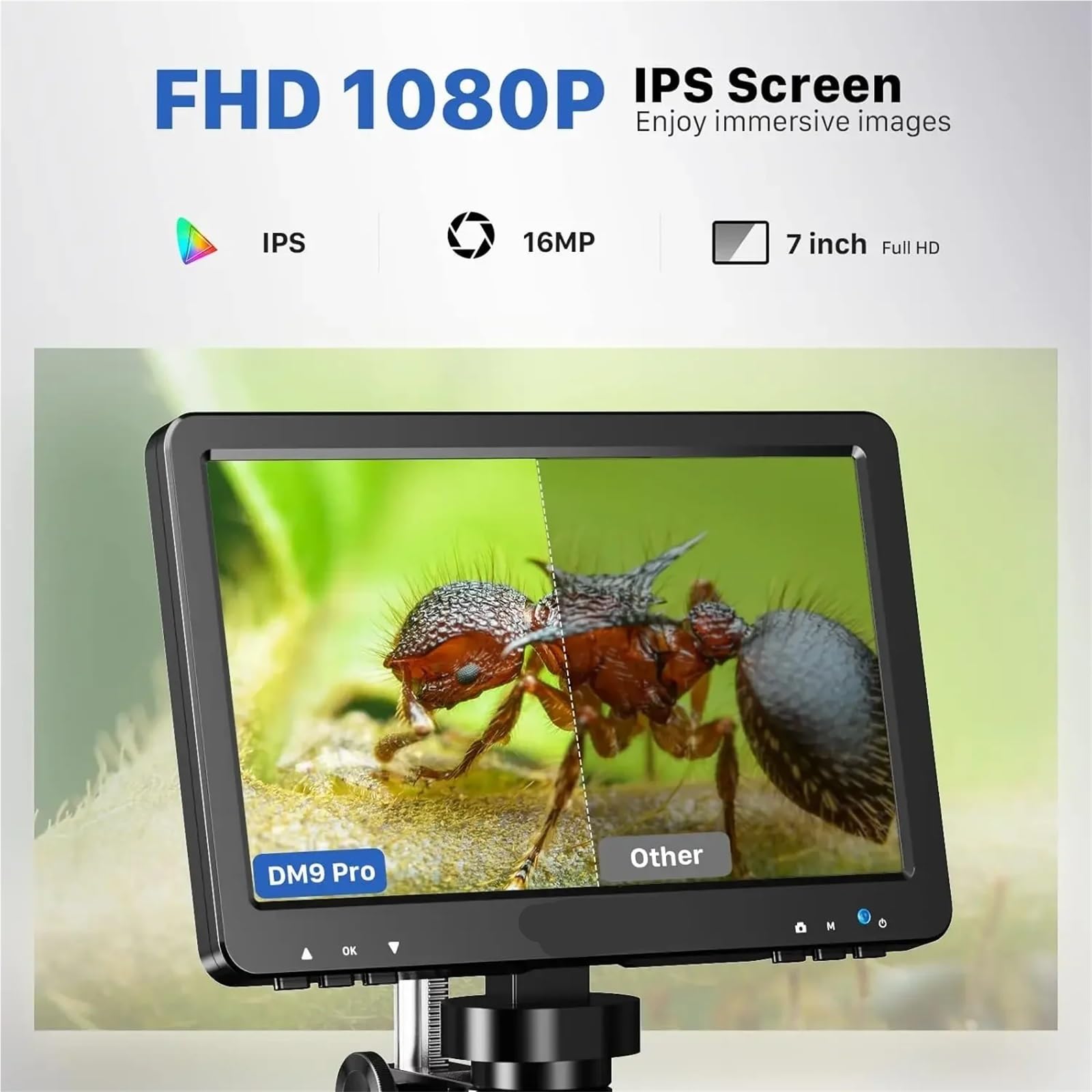 Digitales Mikroskop. Digitalmikroskop 7" 1200X Mit IPS-Bildschirm, 1080P 16MP Tragbar