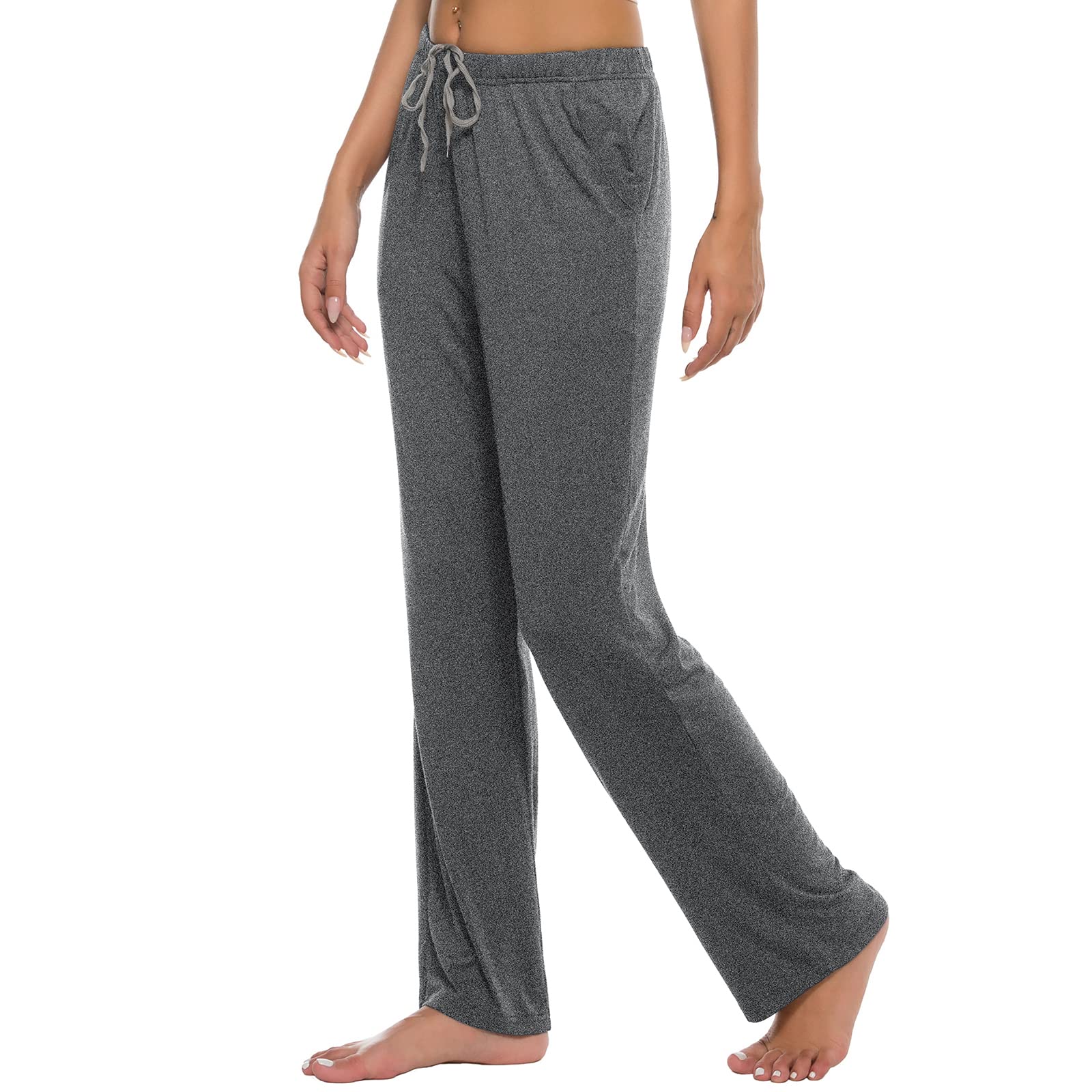 MoFiz Femme Bas de Pyjama Doux Pantalon Long d'Intérieur Décontracté Vêtements de Nuit Dormir avec Poches