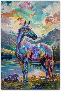 Custom Dapple Gray Thoroughbred Horse Canvas Wall Art, Horse Poster Portrait Paintings Dapple Gray Thoroughbred Horse Horse Wall Decor Christmas Living Room Wall Decoration-1360TG8