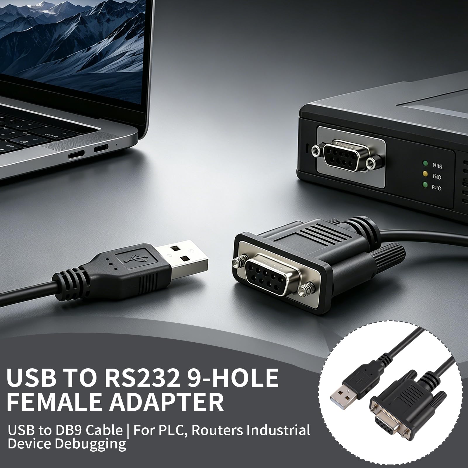 USB auf RS232 DB9 Buchse, Serieller USB RS232 Konverter, USB 2.0 auf 9-poliger COM-Port, kompatibel mit Windows Mac Linux für PLC CNC, Drucker, Scanner, Barcode, 2 Meter