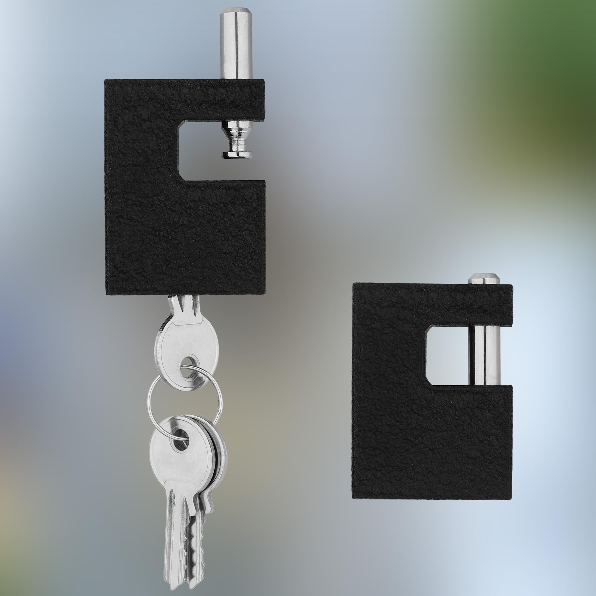 KOTARBAU® Żeliwna kłódka 50 mm, monoblokowa kłódka ze trzpieniem, zabezpieczenie przed włamaniem, zamek pałąkowy, hartowany, masywny zamek, czarny
