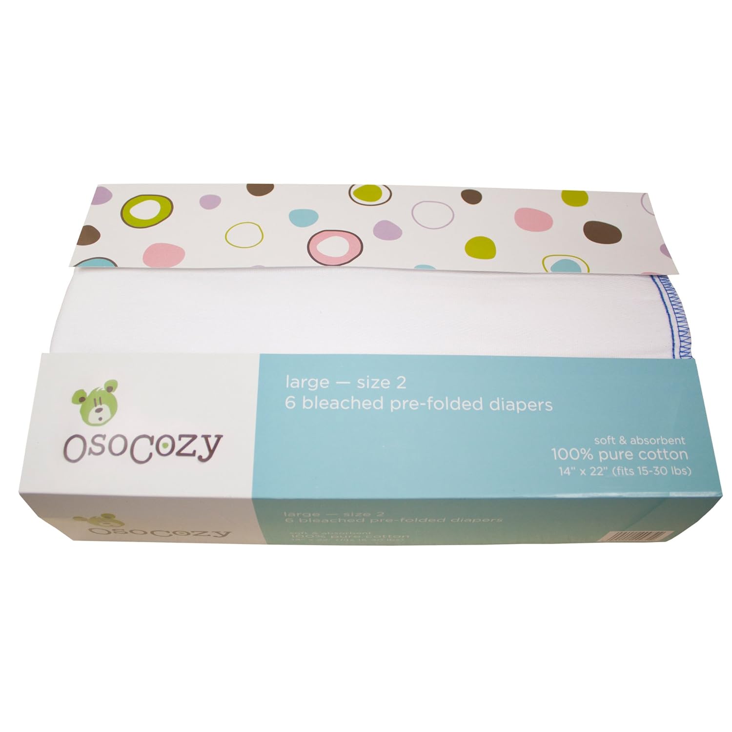 OsoCozy Prefolds Bleached Fraldas de Pano Tamanho (15-30 lbs)