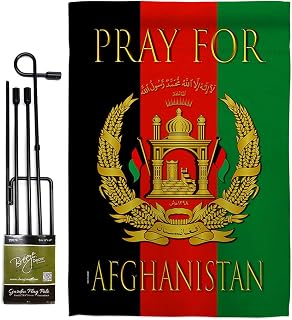 Pray for Afghanistan Garden Flag Set with Stand Support Stop War Kabul Taliban NATO United States Biden Soldiers House Decoration Banner Small Yard Gift Double-Sided, Made in USA