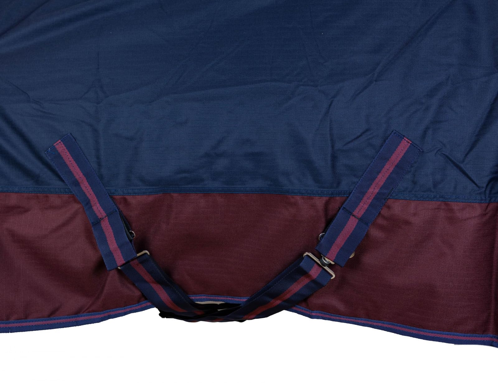 RL24 - Weidedecke High Neck Basicline 600D – Regendecke & Übergangsdecke – wasserdichte Outdoordecke mit Kreuzbegurtung – Pferdedecke in Marine/Kastanie – Größe 145cm (200g/m² Füllung)