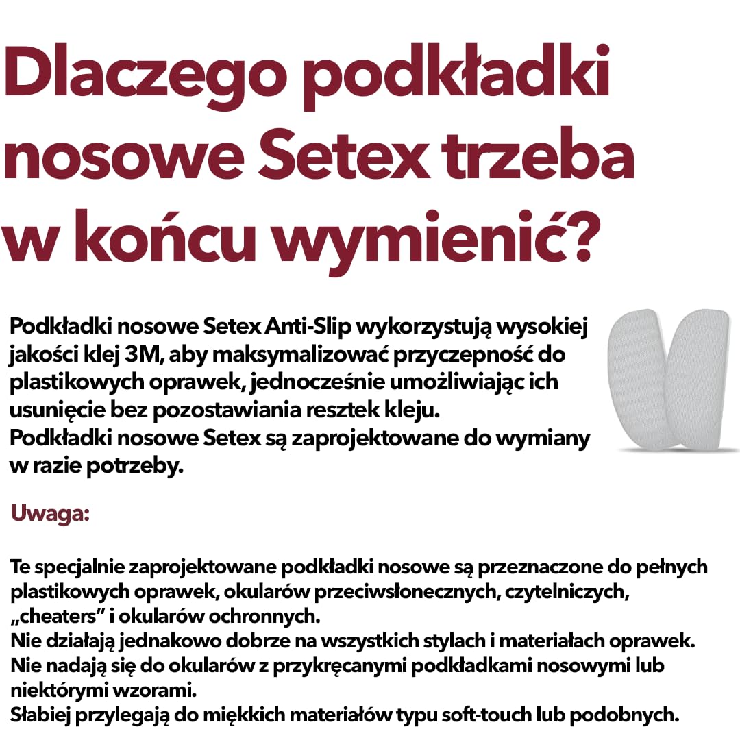 Setex Gecko Grip 1.8mm Antypoślizgowe Noski Do Okularów (5 Przezroczystych Par) Innowacyjne Mikroteksturowane Włókna Ultra-Miękkie I Samoprzylepne