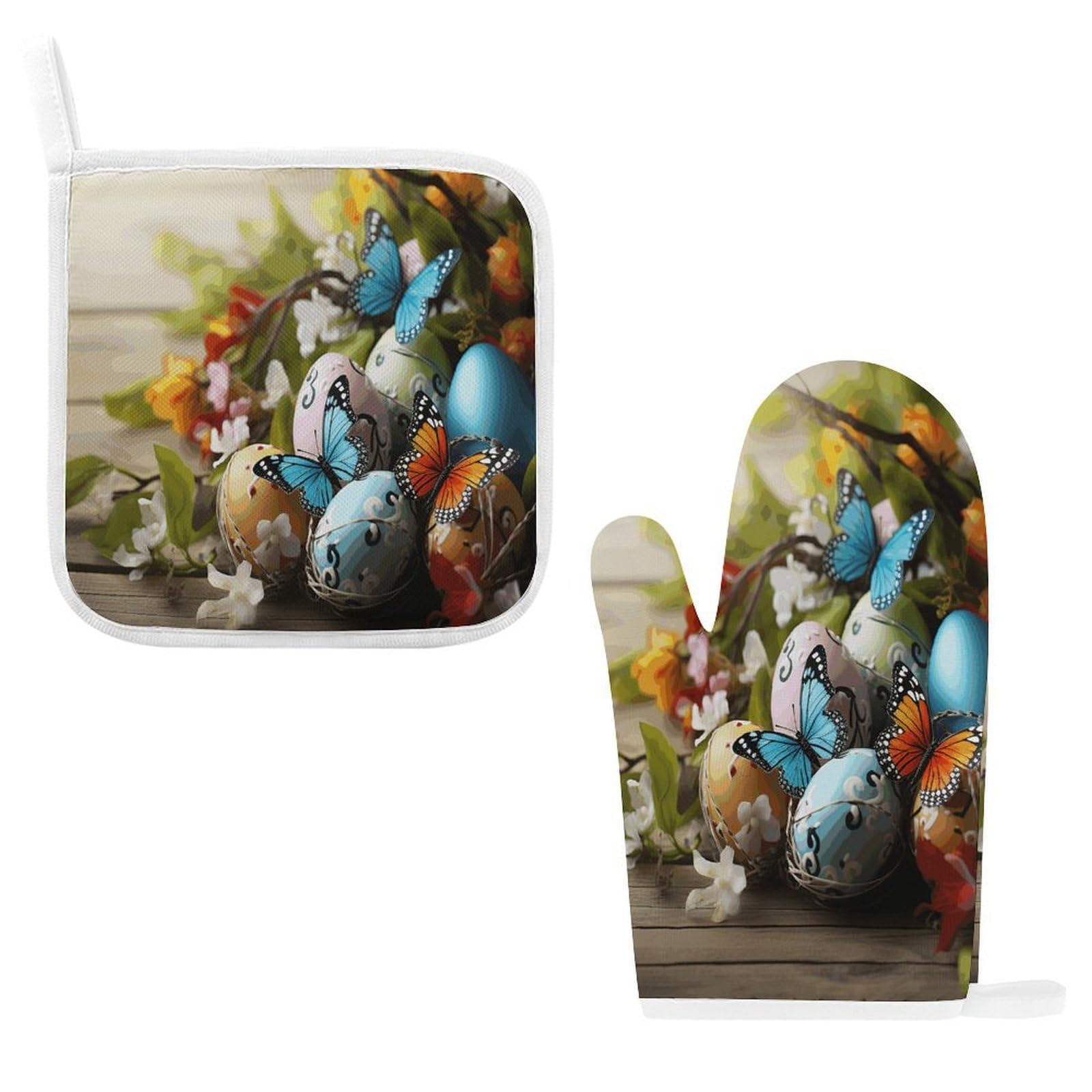 Fodpand Style Easter Eggs With Butterfly Oven Mitts And Pot Holders Sets