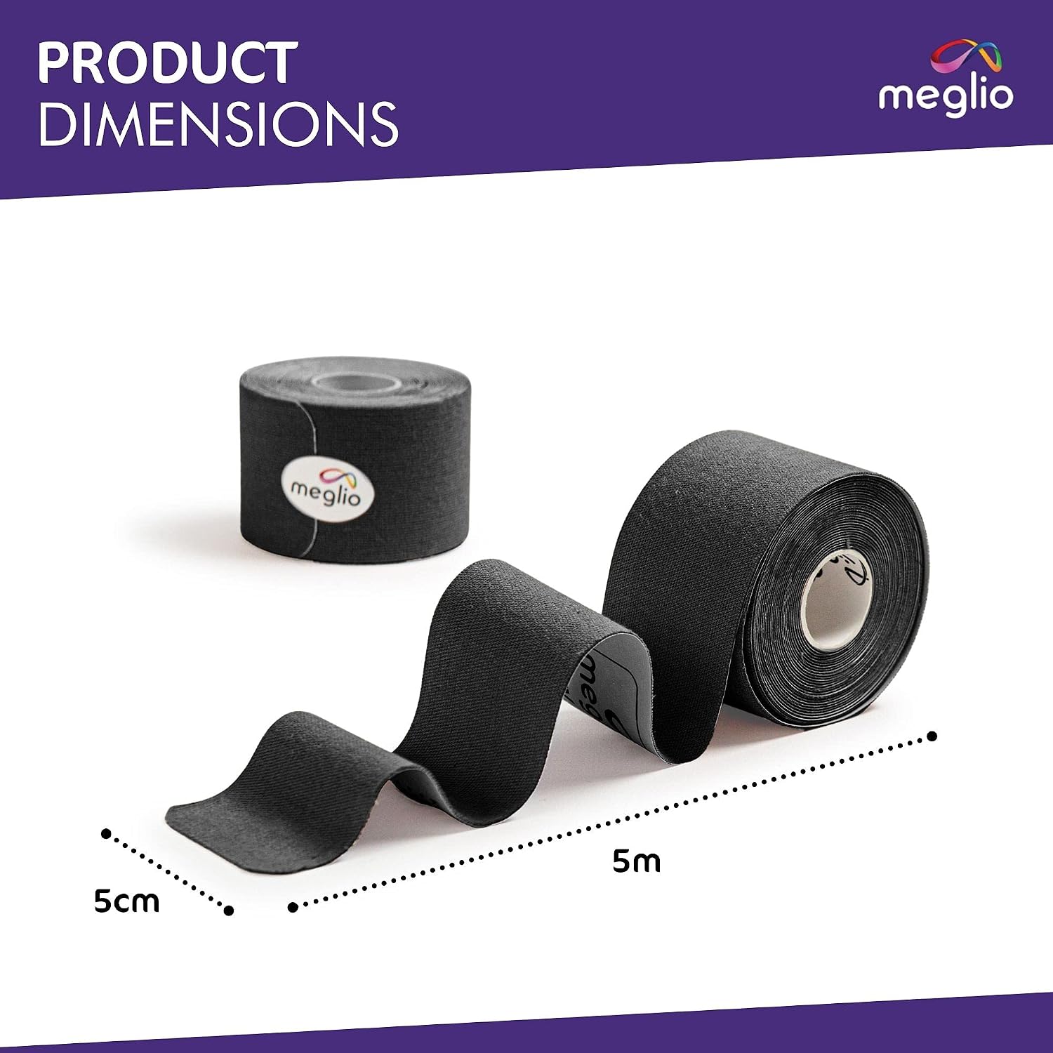 Meglio Kinesiology Tape, Uncut 5m Roll Sports Tape Strapping for Injuries Support Muscle Tape, K Tape, Physio Tape - Image 4