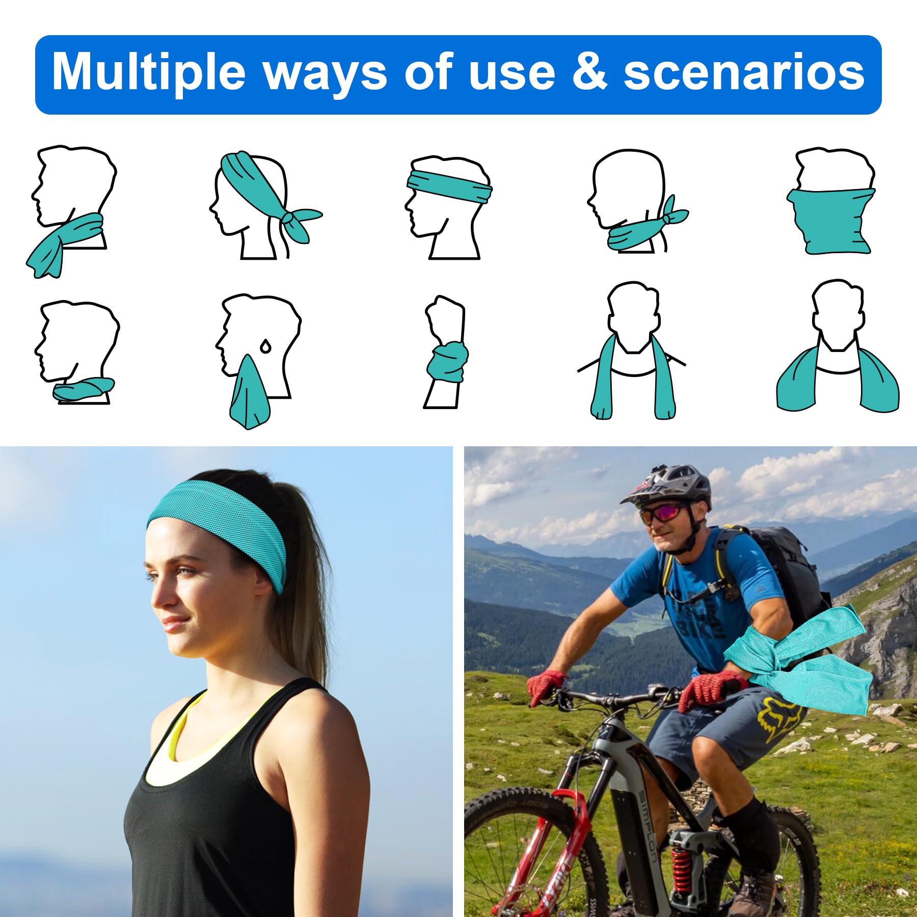 Sukeen Kühlendes Handtuch, Sport Cooling Towel für Hals und Körper, Schweißhandtuch schnelltrocknendes Mikrofaser-Halskühlhandtuch für Fitness, Golf, Tennis, Yoga, Sport(100x30cm)