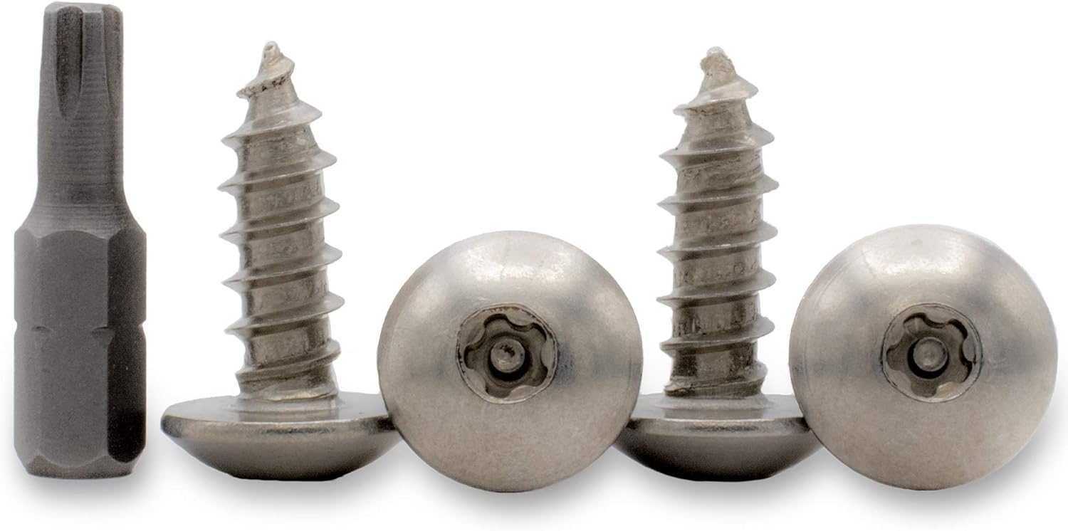 High Security Fasteners Stainless Steel AntiTheft License Plate Screws