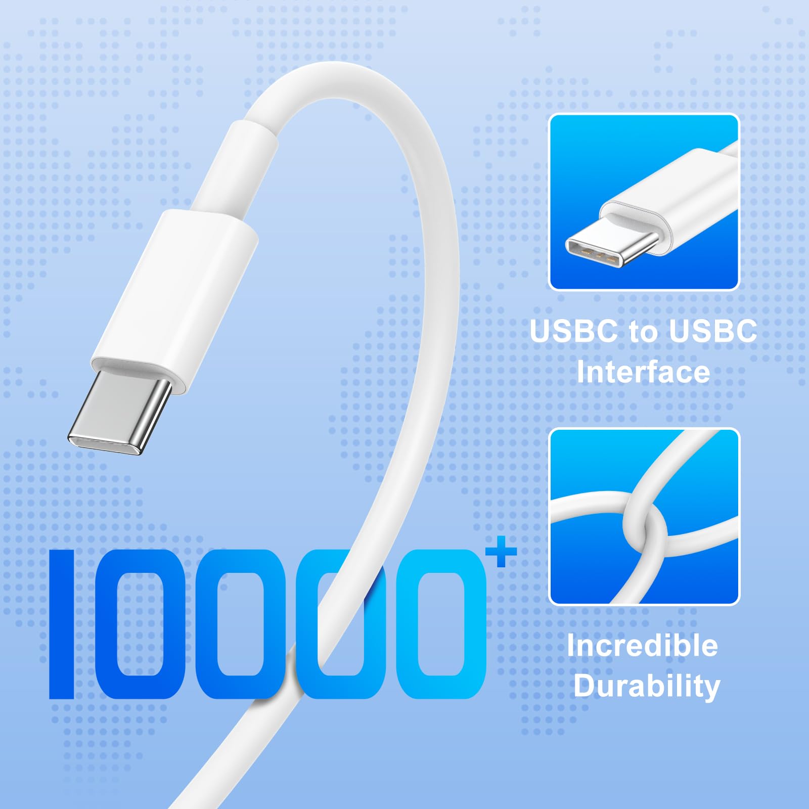 Cavo da USB C a USBC per iPhone 16 15, 3 m, confezione da 3 pezzi, 60 W, cavo di ricarica rapida tipo C, per iPhone 16/15 (Pro Max, Pro, Plus, 16e), iPad Pro/Air/Mini, Samsung Galaxy S25, S24, S23