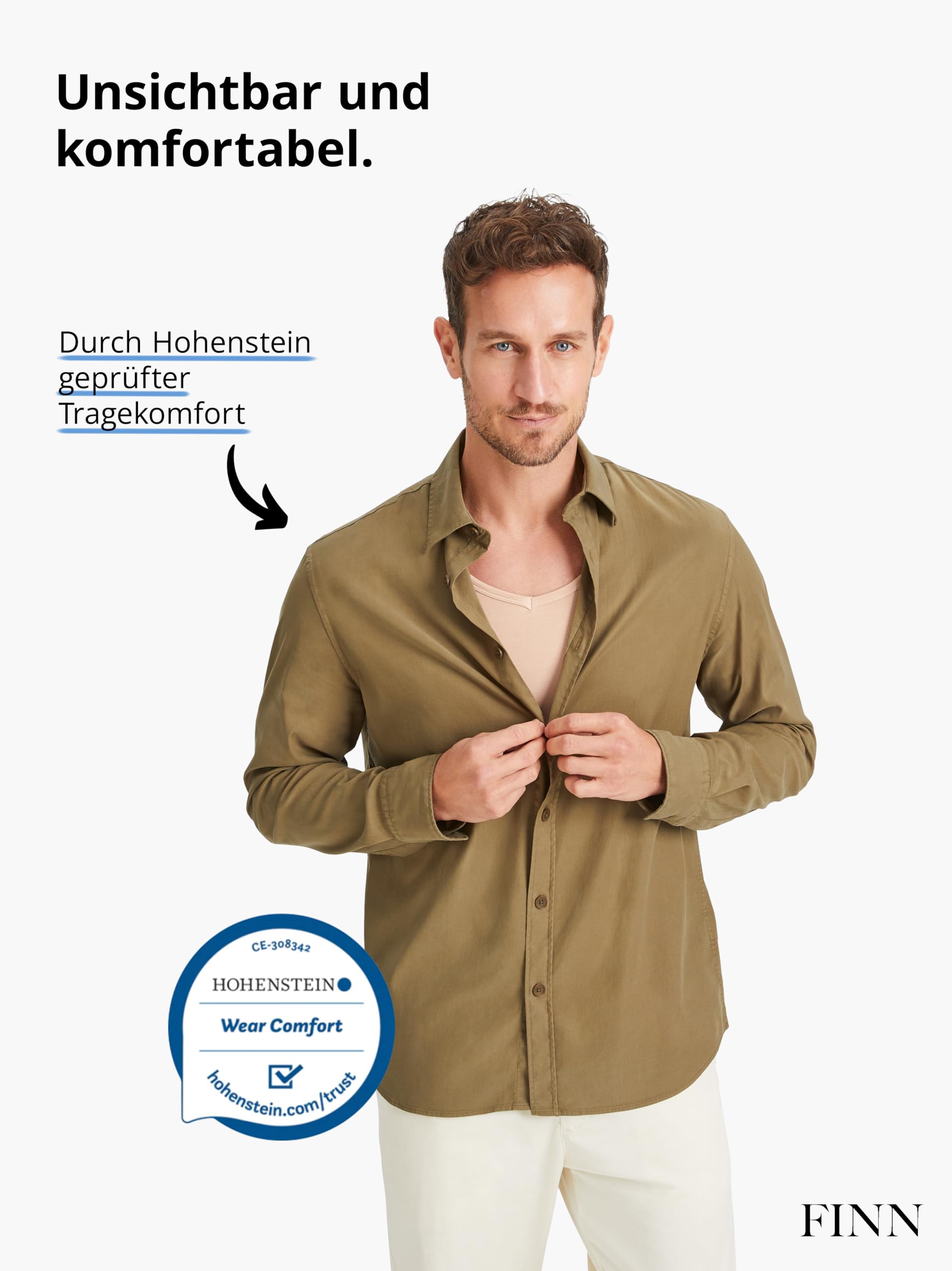 FINN T-Shirt imperméable Anti-Transpiration pour Homme avec Coussinets sous Les aisselles – Minimise Les Taches de Transpiration sur Tout Le Haut du Corps, même en Cas de Forte Transpiration