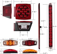 Vista 4 de Kit de luz LED de 12V para remolque, 2x luz de parada, giro y cola LED cuadrada, luces de placa de matrícula y marcha con arnés de cableado de 25