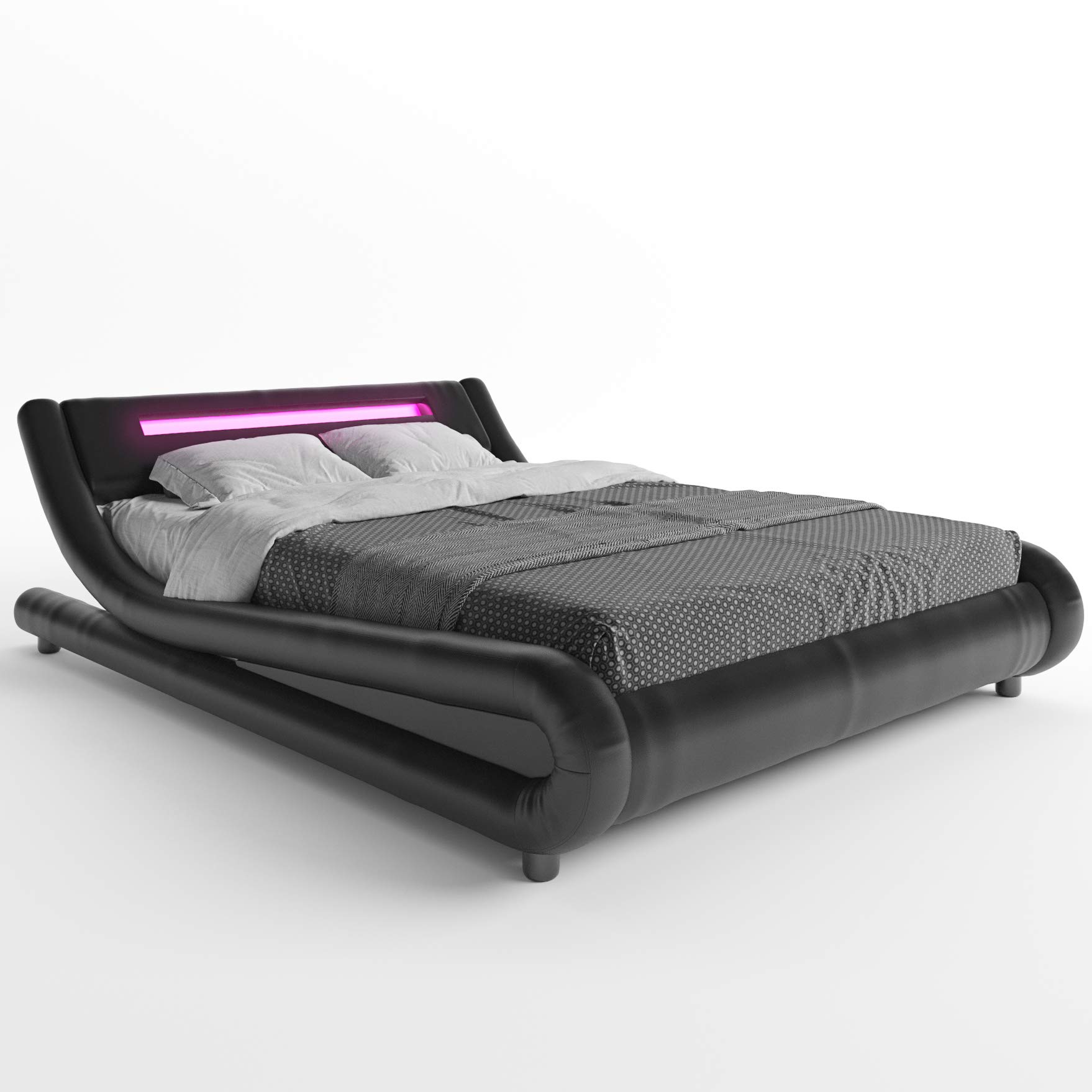 ZTOZZ Alvi Wave Like LED Bed Frame Twin Size Contemporary Modern