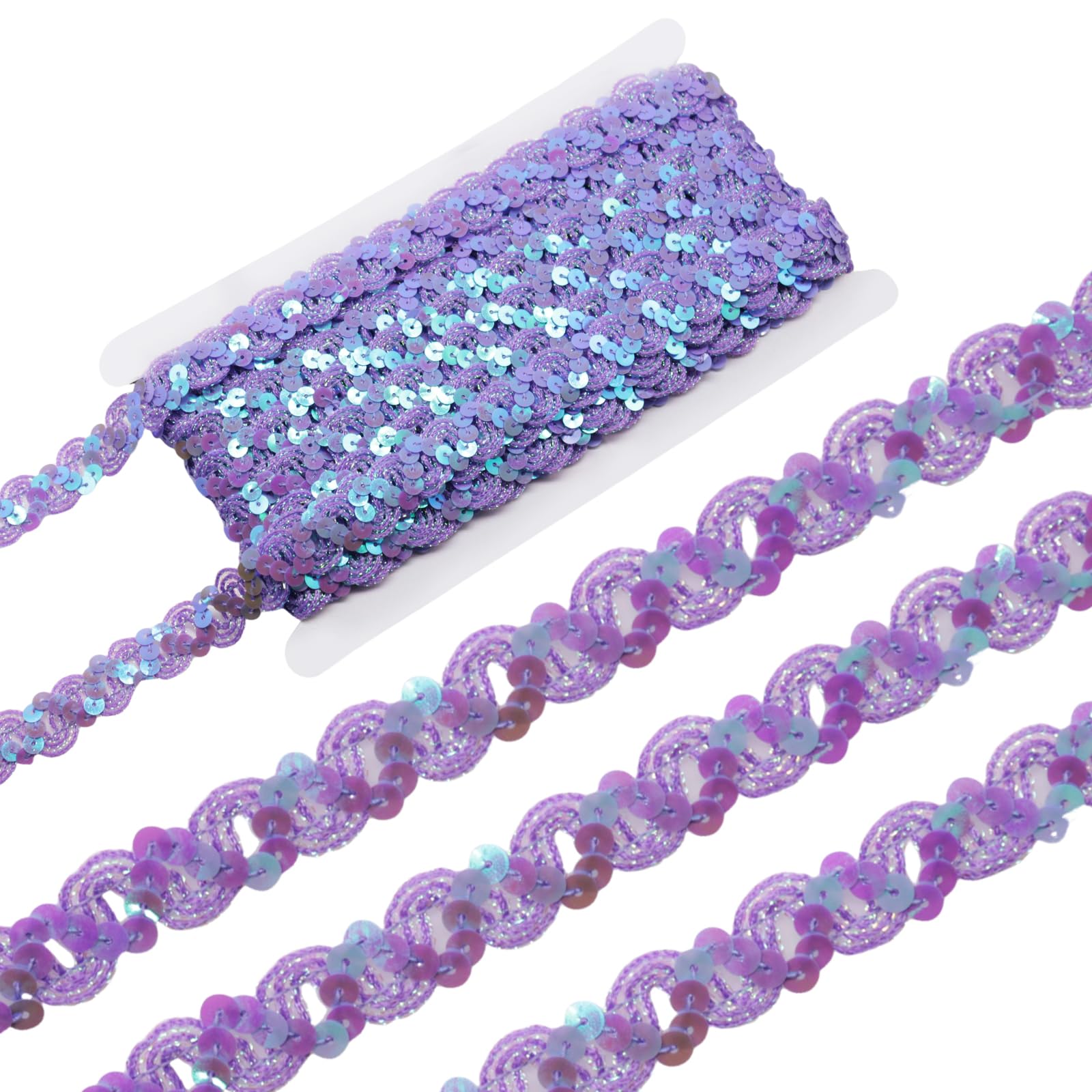 Yalulu 10 Meters Embroidery Clothing Crafts Sequins String Ribbon Trim Decoration Paillette Fabric Cord Sewing Trim (Purple)