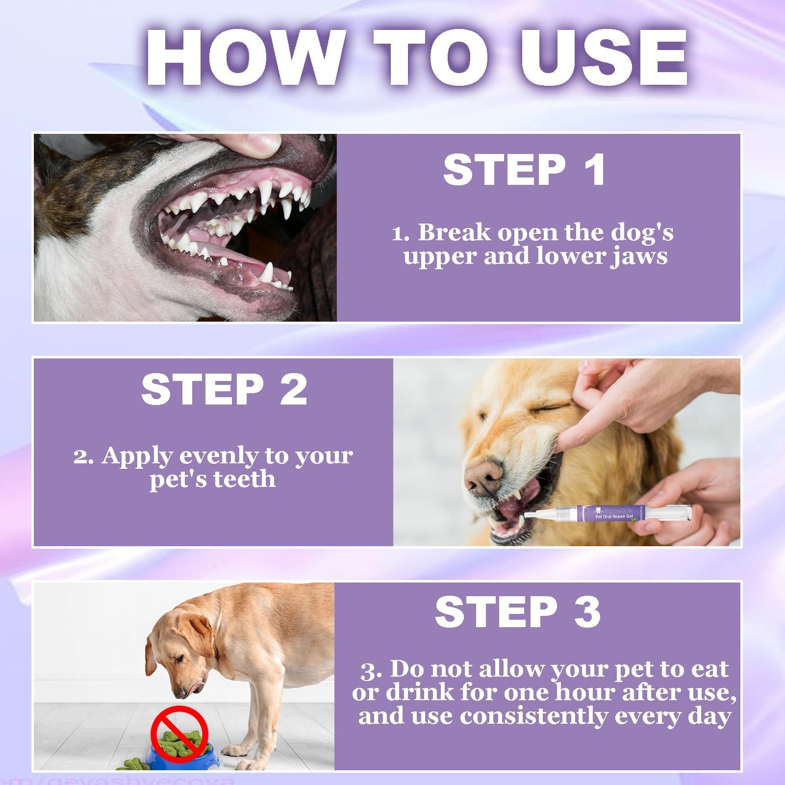 3PCS pet oral repair gel, gel réparateur oral Pet pour éliminer la mauvaise haleine, lutter contre le tartre, sans se brosser les