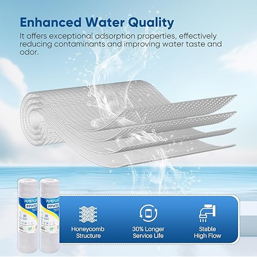 Miniatura 4 de PUREPLUS Filtro de sedimentos para heridas de cuerda para toda la casa de 20 micrones de 10 x 2.5 pulgadas para agua de pozo, cartucho de repuesto