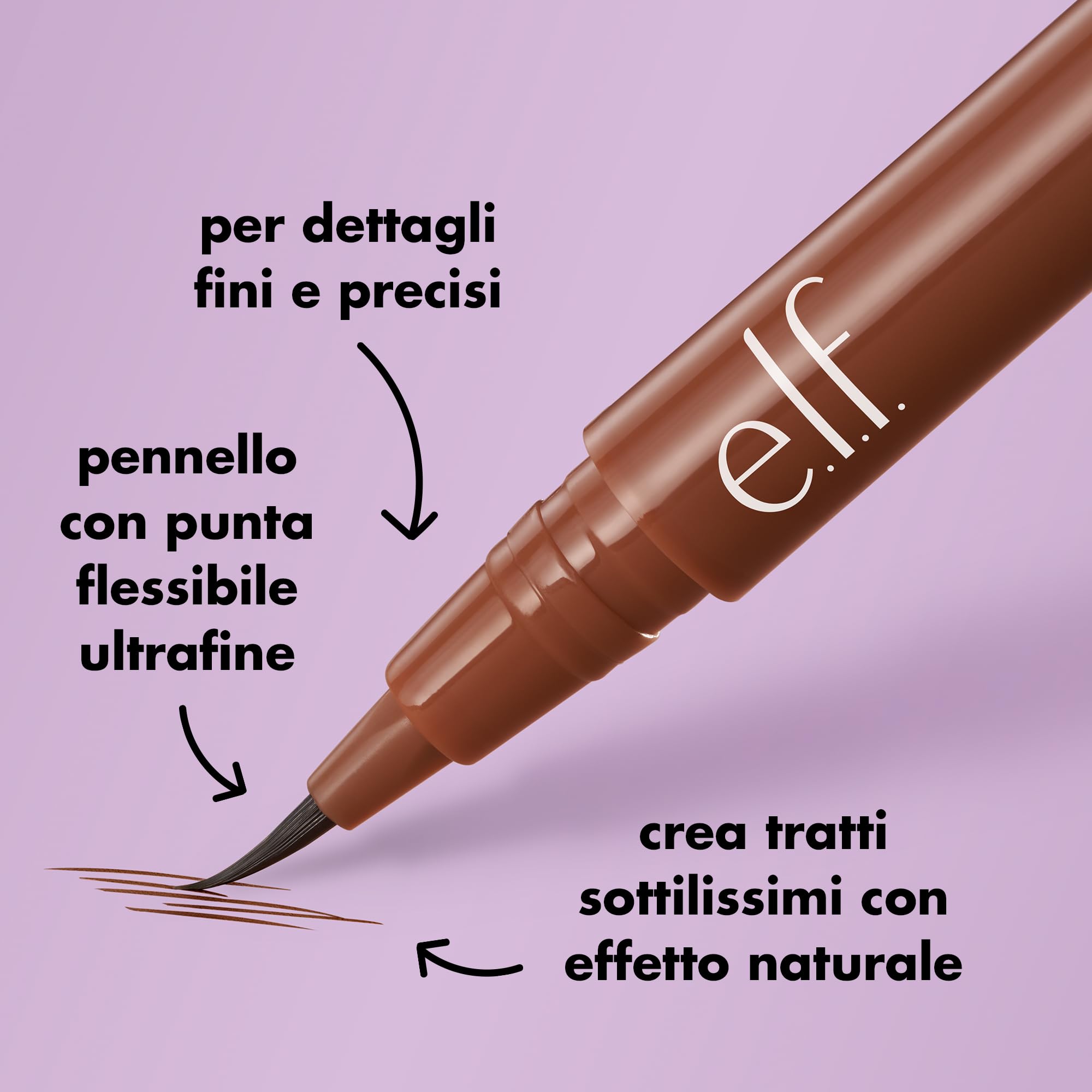 e.l.f. Holy Strokes Micro-Fine Brow Pen, Per Sopracciglia Dall'aspetto Naturale, Lunga Durata, Formula Waterproof, Resistente alle Sbavature, Vegano & Cruelty-Free, Espresso