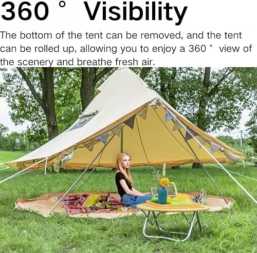 Miniatura 3 de Amplia tienda de campaña de lona para todo tipo de clima con gato para estufa, tienda de campaña de glamping de mezcla de algodón resistente,