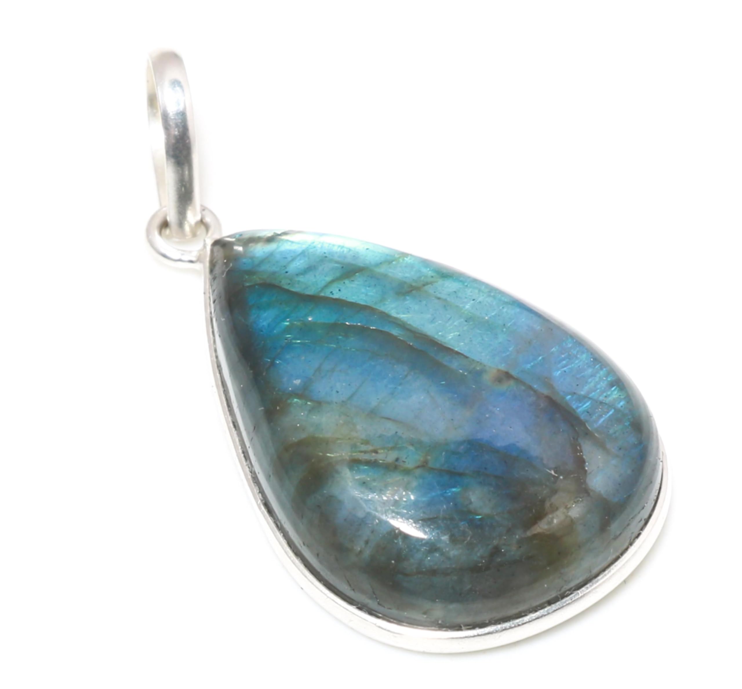 Attractive Labradorite Pear Shape Ethnic Style 925 Sterling Silver 28X19 MM Pendant 1.5" For Woman & Girls-image-14