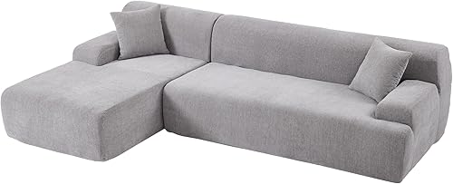 Miniatura 5 de Hlcodca Moderno sofá modular grande en forma de L, juego de sofá cama tapizado de gran tamaño, combinación libre de 2 piezas, juego de sofá tumbona