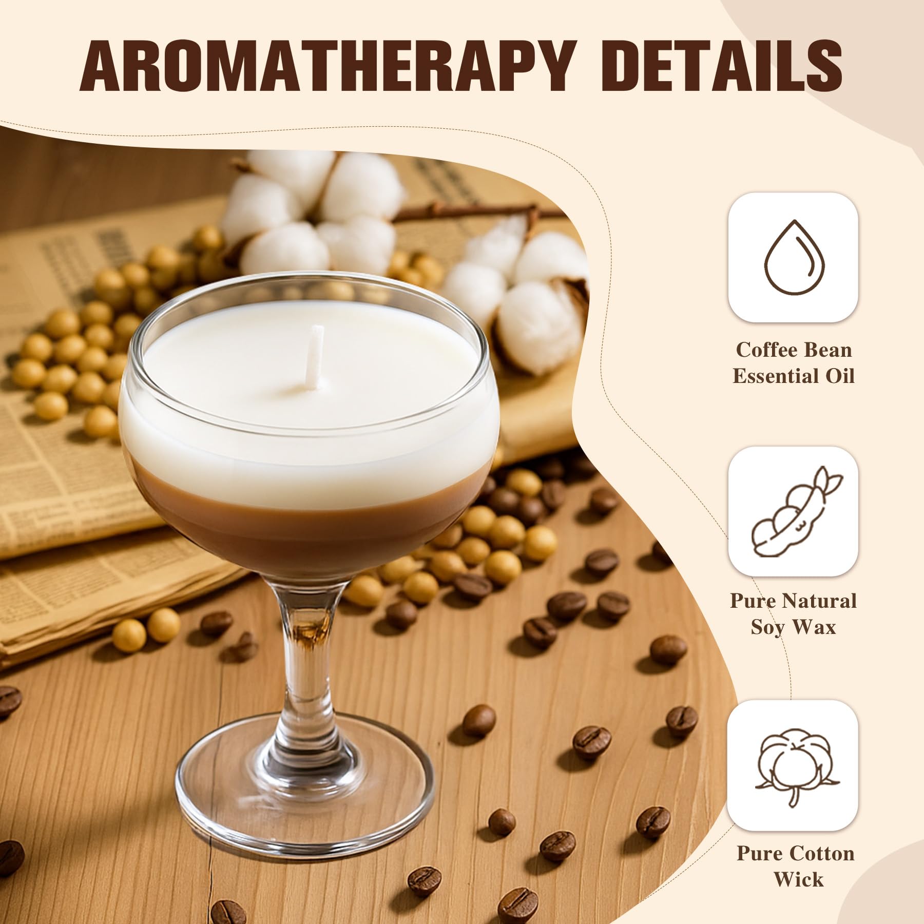 Espresso Martini Candle Gifts for Women Men, Coffee Candles for Home Scented, Natural Soy Wax Unique Candles for Coffee Lovers, Small Martini Candle Gift for Christmas, Birthday, Home Decor