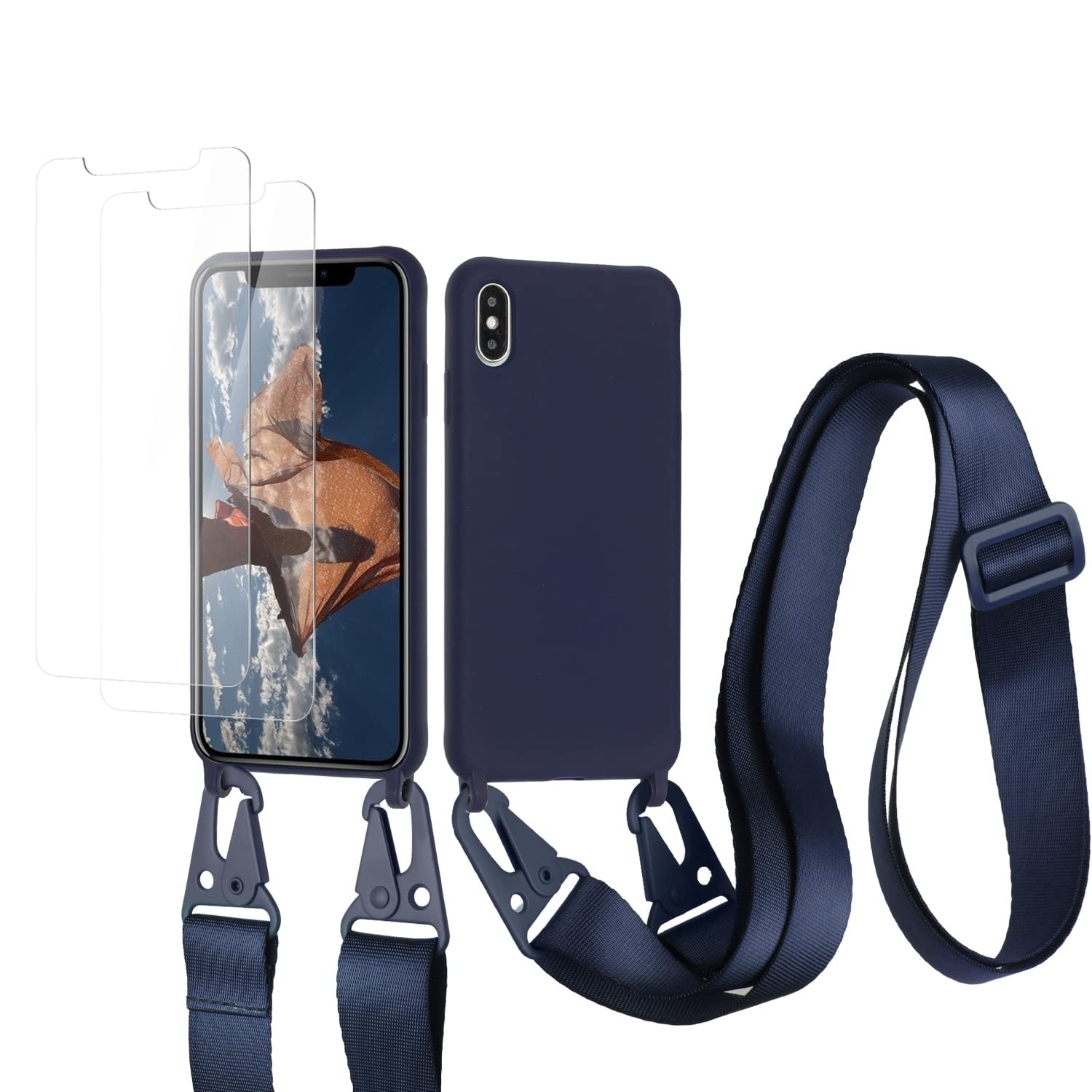 vrupin Funda Compatible con iPhone 13.con (2 x Protector Pantalla)con Cuerda Case con Ajustable Cordón.Silicona Líquida Funda-Loto Color — view 53