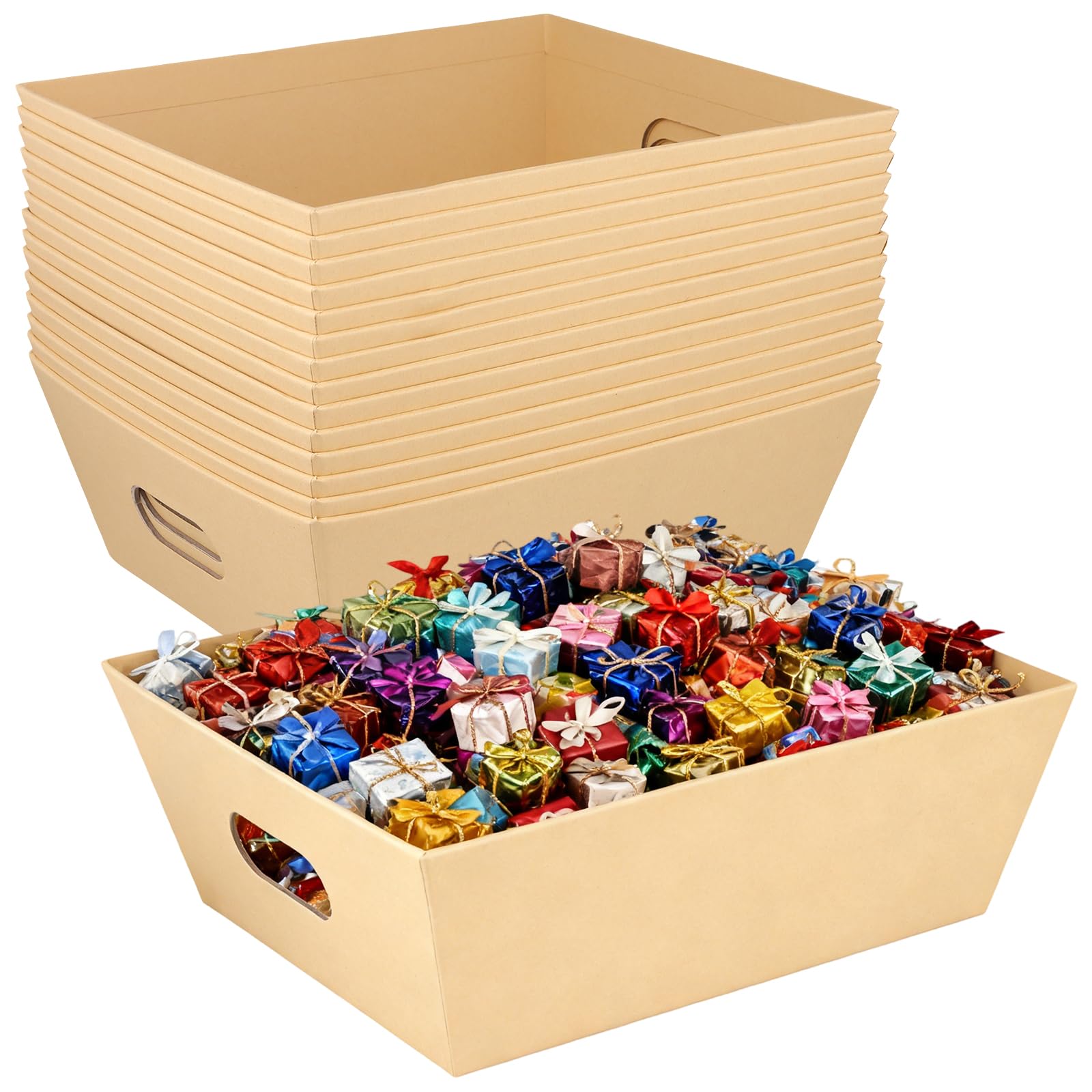 CHUEHKAK 15 cesti regalo vuoti in carta kraft con manici, 25 x 21 x 9 cm, confezione regalo per compleanni e celebrazioni