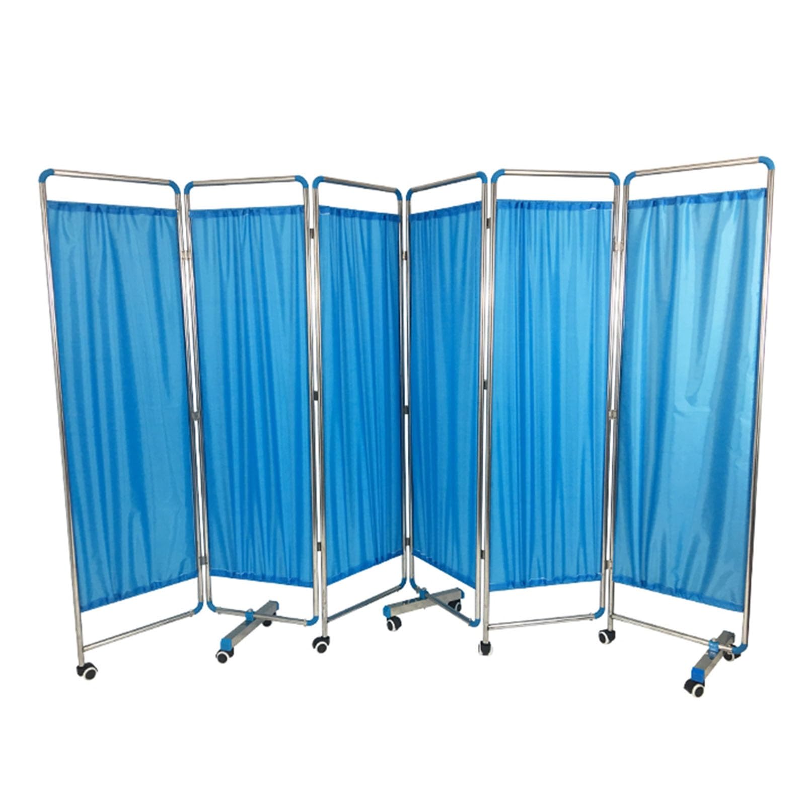 Medical Privacy Screen,3/4/5/6Panels Room Protective Screens with Wheels,6ft High Portable Bed Partition for Adults for Hospitals/Beauty Salon/Office (Color : Blue, Size : 6-Panel)