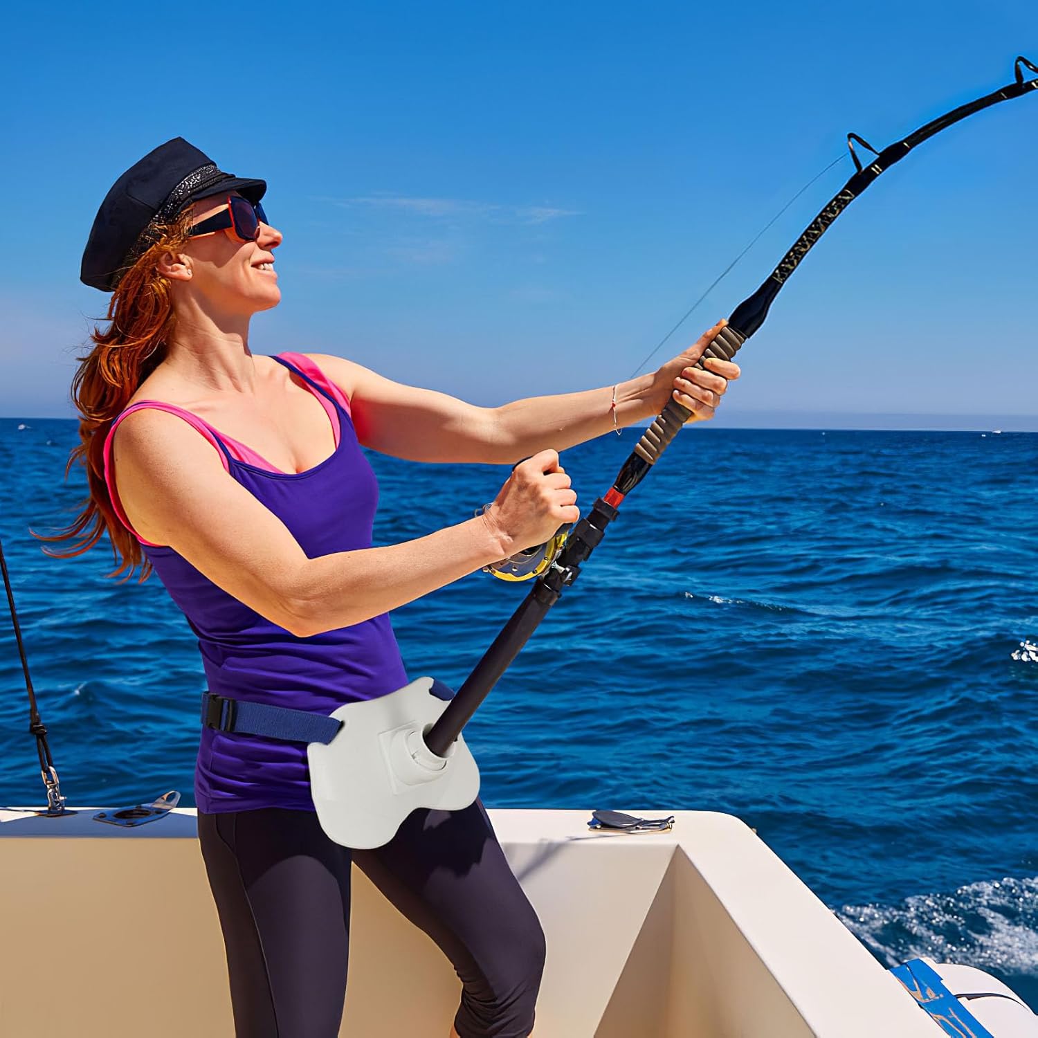 PELLOR 360°Adjustable Padded Fishing Fighting Belt Offshore Tackle Boat Fishing Rod Holder