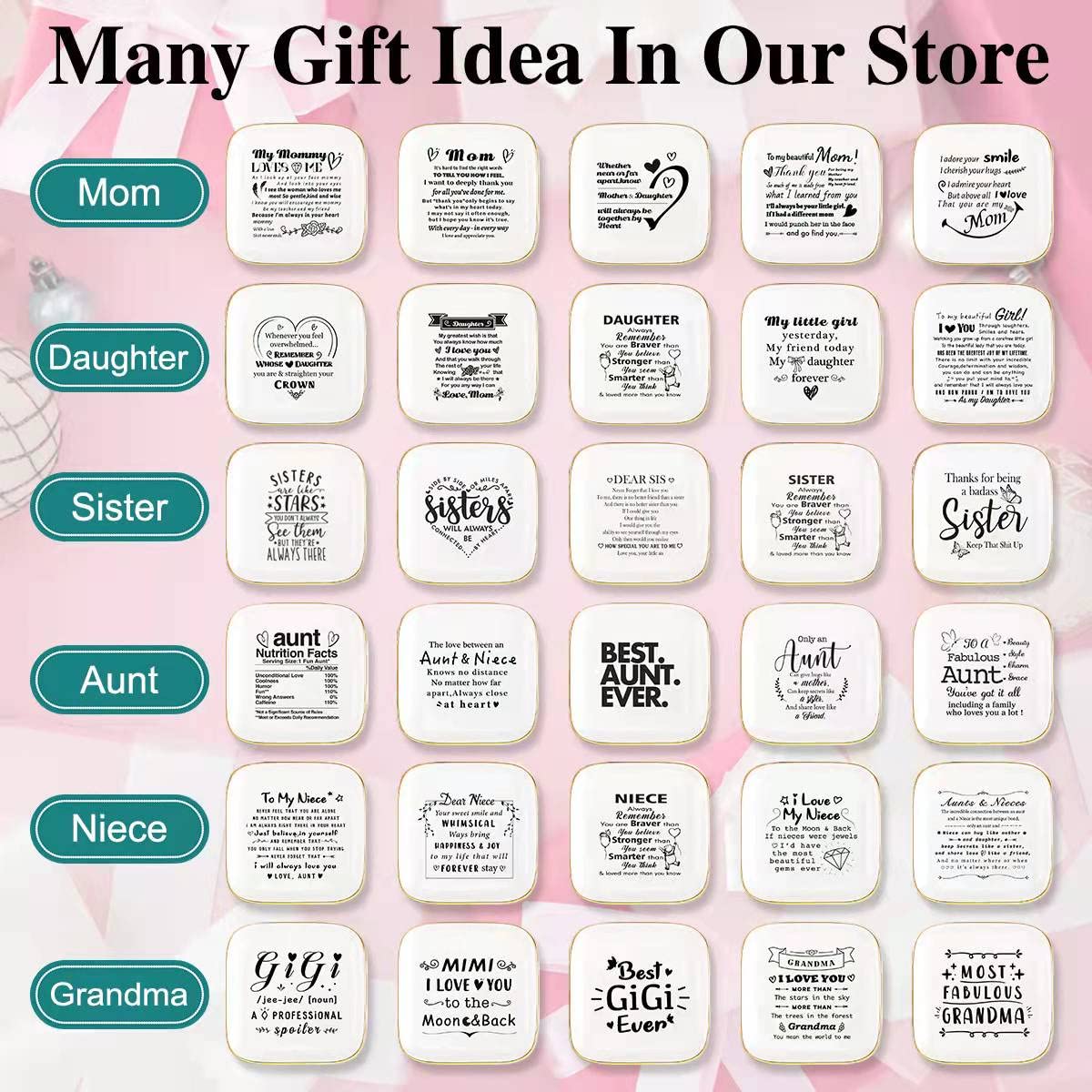 Amazon｜To My Grandma 格言 セラミックリングディッシュ 装飾ジュエリートレイ おばあちゃん用 ユニークな祖母 誕生日 クリスマス  おばあちゃんからのおばあちゃんへの意味のあるギフト - UGLY｜ジュエリー収納 オンライン通販