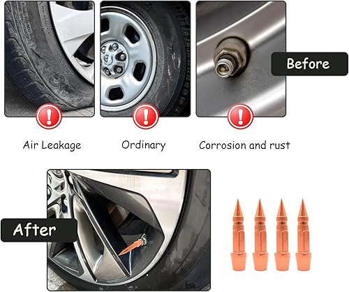 Miniatura 9 de 4 tapones de válvula de neumáticos, a prueba de polvo, tapones de válvula de aluminio con pinchos de 1.772 pulgadas, se adaptan a la mayoría de