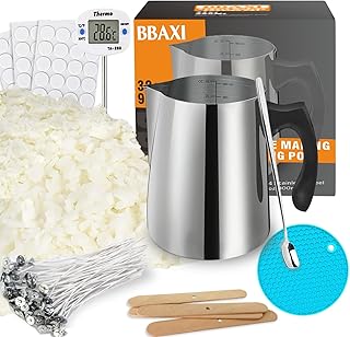 BBAXI Candle Making kit Supplies，Nature Soy Wax DIY Craft Tools with 32oz Candle Making Pouring Pot,16oz Soy Wax,Wooden Wick Holders, Candle Wicks,Stickers,Thermometer and Spoon for Beginners Adults