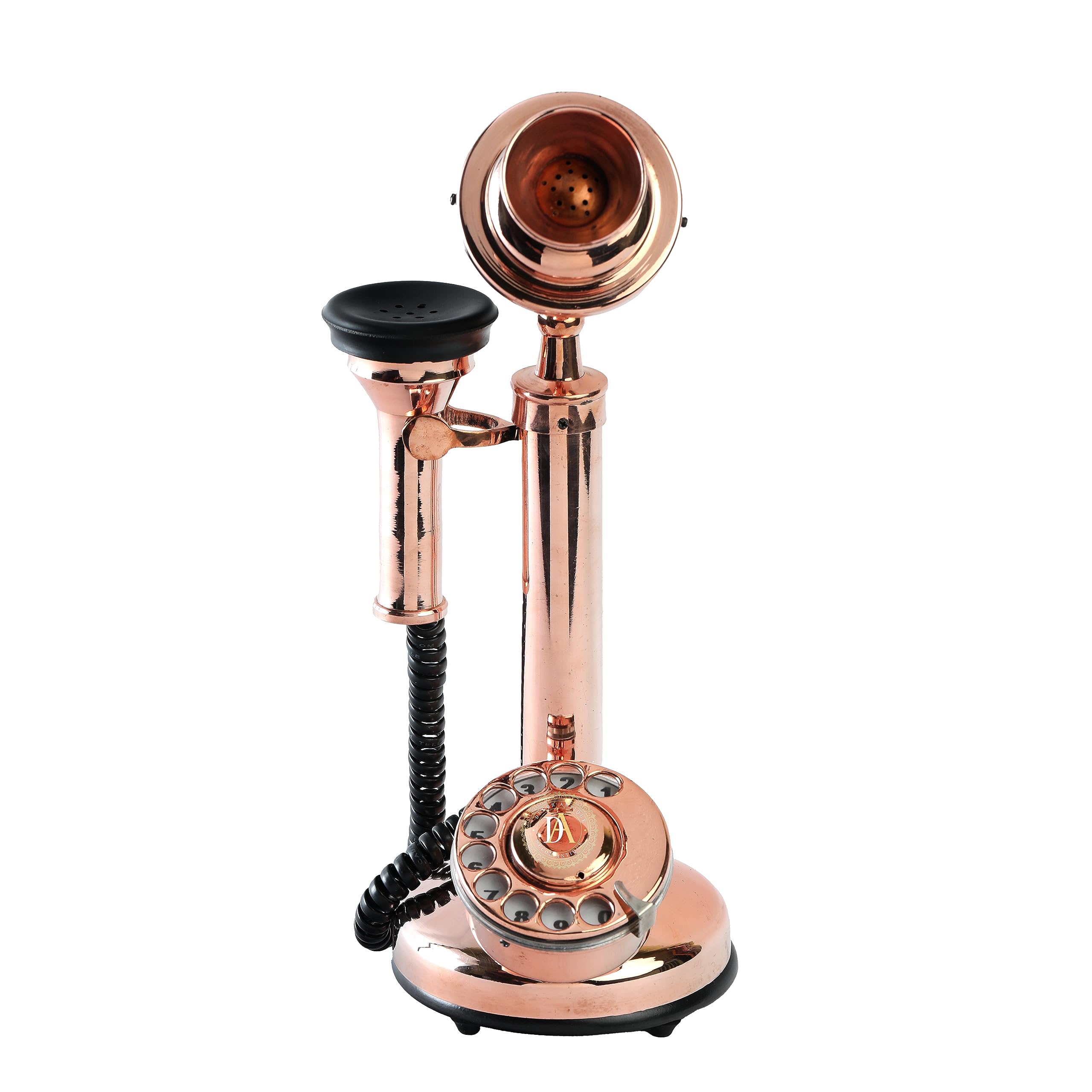 Copper Candlestick Telephone for Decoration Rotary Dial Tabletop Non-Functional Retro Phones Home Decor Gifts-image-34