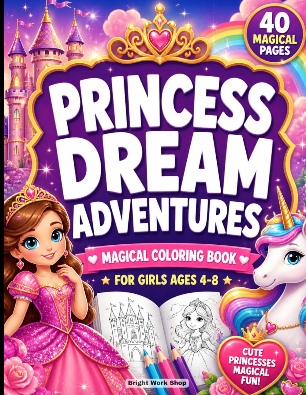 Princess Dream Adventures -Magical Coloring Book for Girls Ages 4–8: A Beautiful Fantasy Journey with Princesses, Castles, Fairies & Enchanted Worlds for Creative Kids