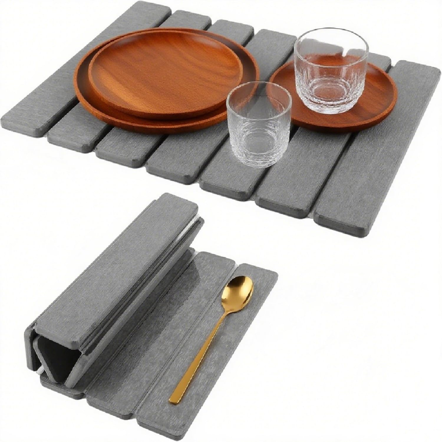 Foldable Diatomaceous Earth Drying Mat 40x30cm, Non-Slip Quick Absorb Stone Dish Mat, Decorative Drying Pad for Kitchen Dishes, Cups, Bottles and Bathroom Use