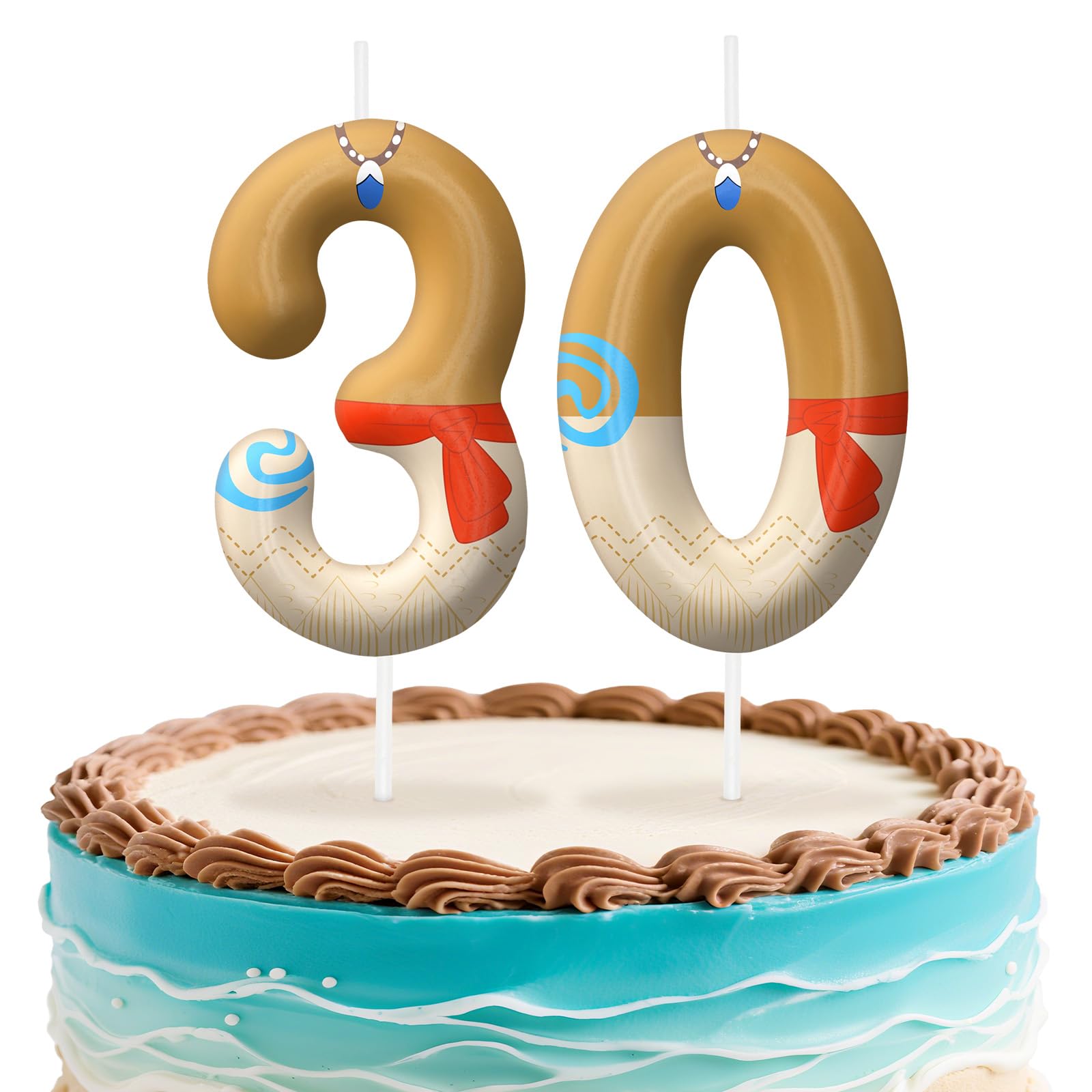 Hawaii Number 30 Birthday Candles, Island Themed Cake Topper for Boys Girls Cake Decorations, Birthday Decorations Party Supplies, Number Candles for Party Decor