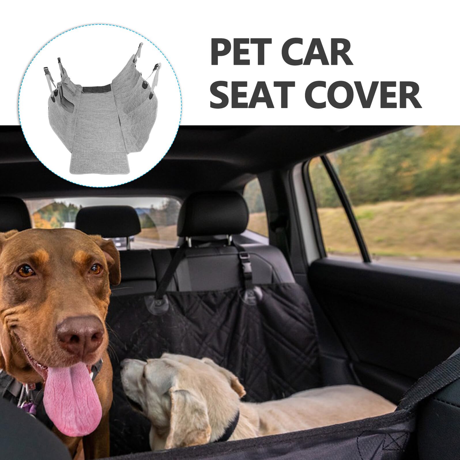 HANABASS Heavy Duty Dog Car Seat Cover with Side Flaps Scratchproof Pet Hammock Backseat Protector for Trucks And Cars Non-slip Base for Secure Travel