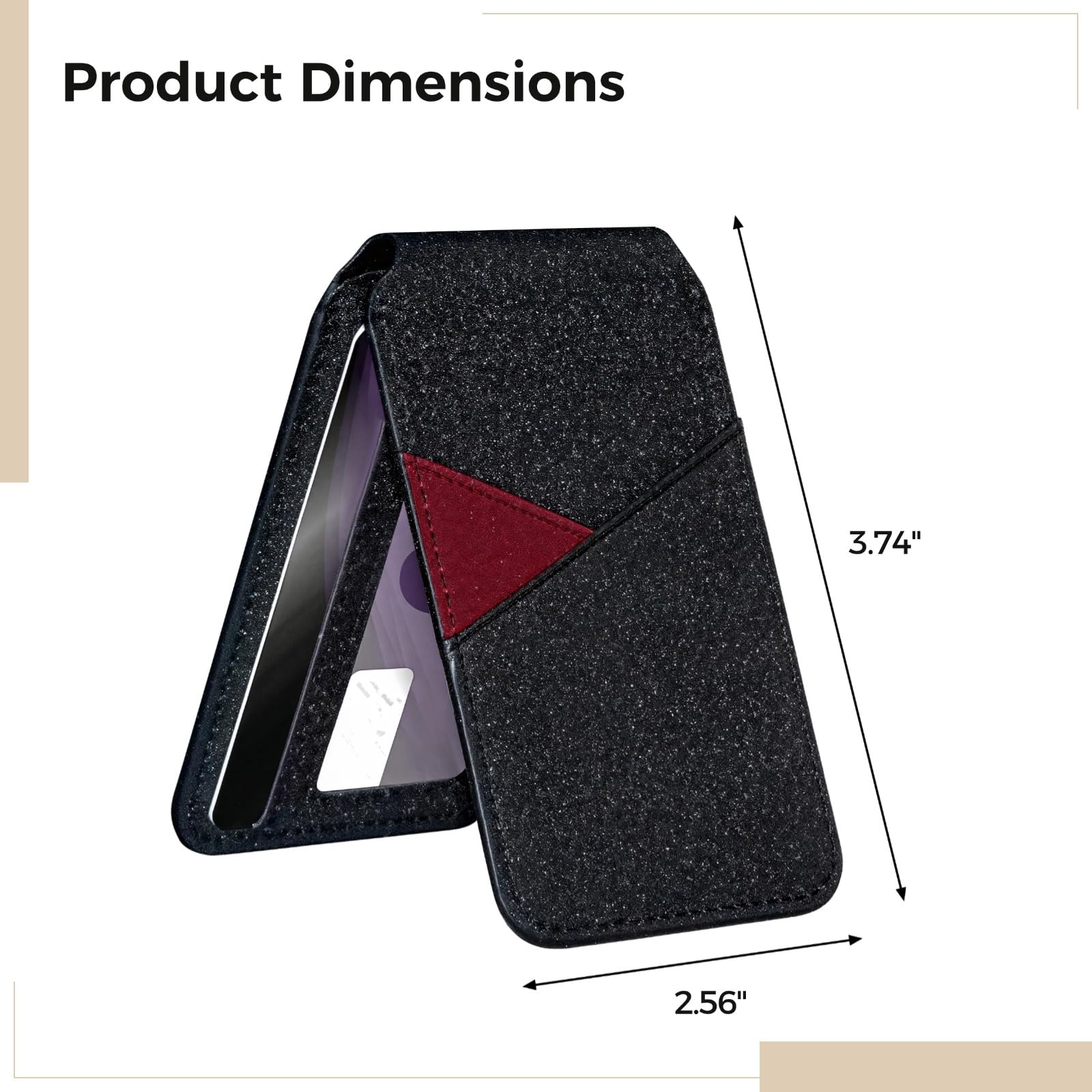 Magnetischer Kartenhalter fürs Handy, kompatibel mit MagSafe Wallet für iPhone 14 15 16, multifunktionaler Verstellbarer Ständer, PU Leder, Schwarz