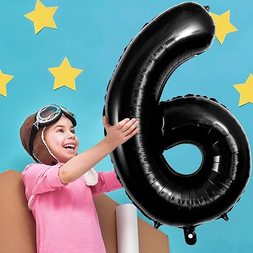 Miniatura 4 de Globos negros del número 6 de 40 pulgadas, globos de aluminio grandes, globo gigante de números para mujeres y hombres, cumpleaños, aniversario,